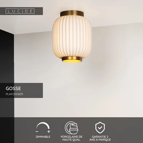 Lucide GOSSE - Plafonnier - Ø 19,5 cm - 1xE27 - Blanc - USP